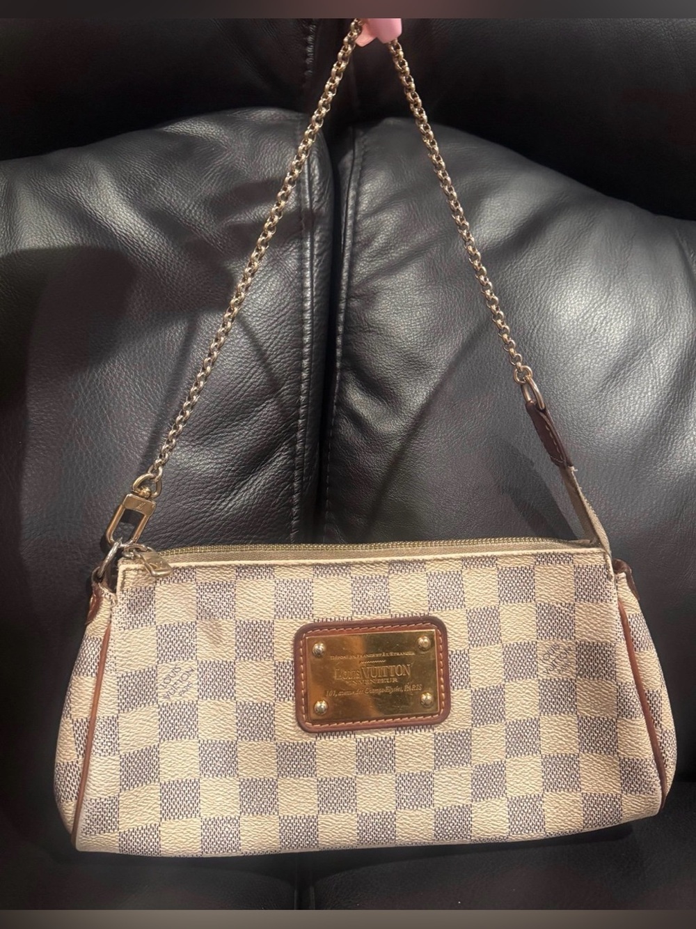❤️ Authentic LV Louis Vuitton Eva Clutch Pochette Damier Azur Purse Bag ❤️